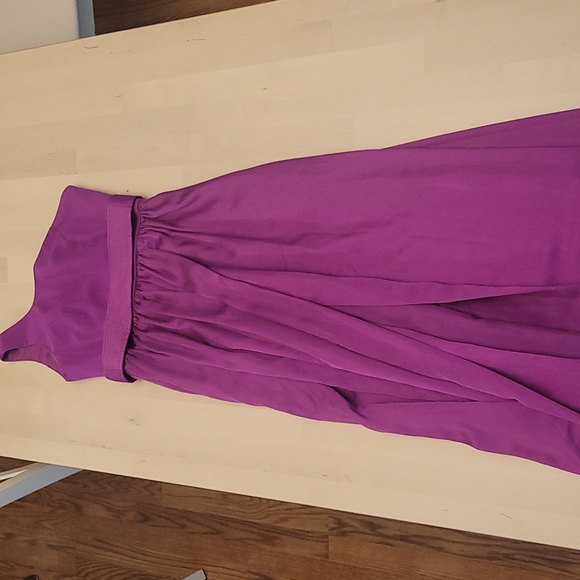 White by Vera Wang Medium Purple One Shoulder Gown with Slit - Picture 4 of 16